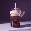 1 Peça Copo de Café de Plástico Copo Térmico para Bebidas Frias Copo Duplo para Beber com Tampa e Canudo Para Mulheres Homens Viajantes Estudantes Casa Escritório