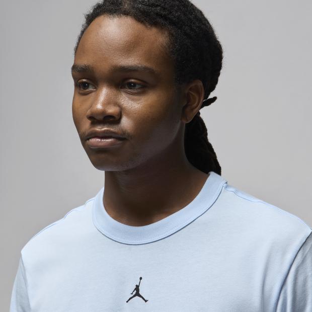 Jordan Soft Cotton Blend Quick-Dry Comfortable Casual Sports Round Neck Pullover Short Sleeve T-Shirt Men Tops Turquoise-Blue Black FN5830-441