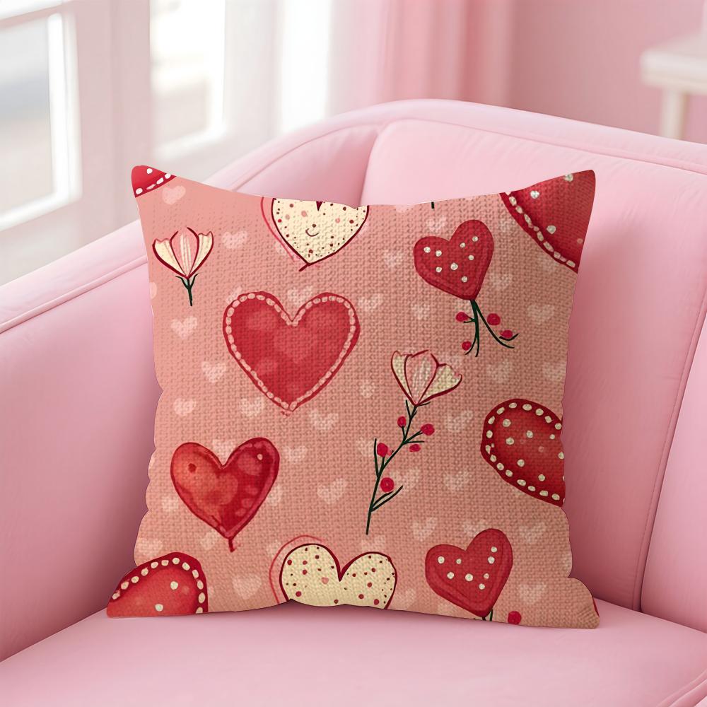 Love INS Cushion Cover Natural Linen Pillow Case DoubleSided Print Decorative Sofa Pillowcase Home Decor Gift