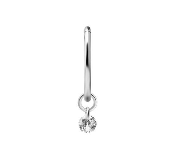 Tytanowy Charms - Cyrkonia- Srebrny - D-026