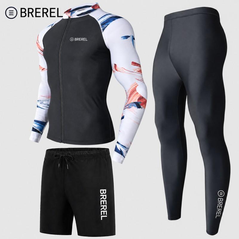 Herren UV-Schutz Rash Guard Set Langarm Schnelltrocknend Badeanzug Surfen Schnorcheln Tauchen Schwimmen