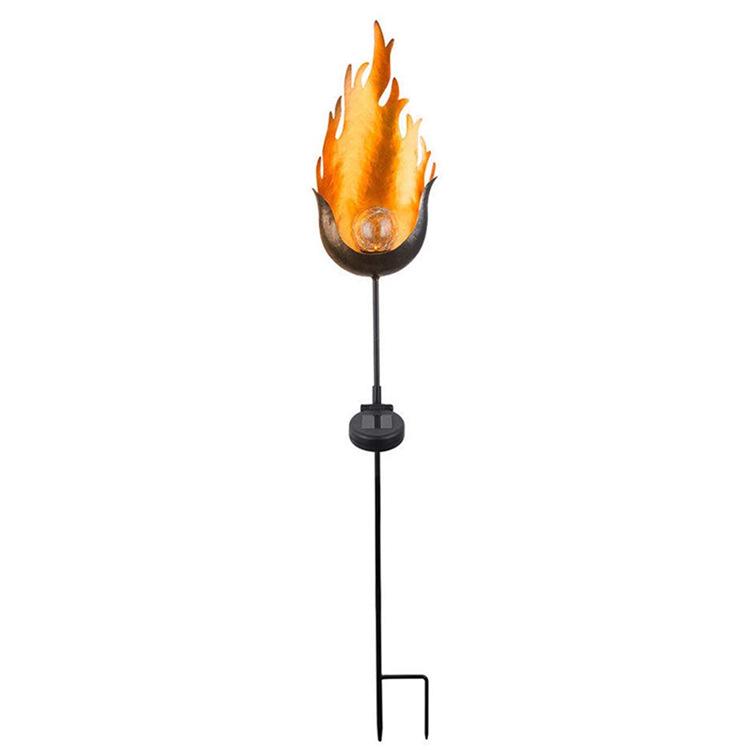 LED Solar Charging Lawn Light with Flame Effect for Garden Patio Deck Decor