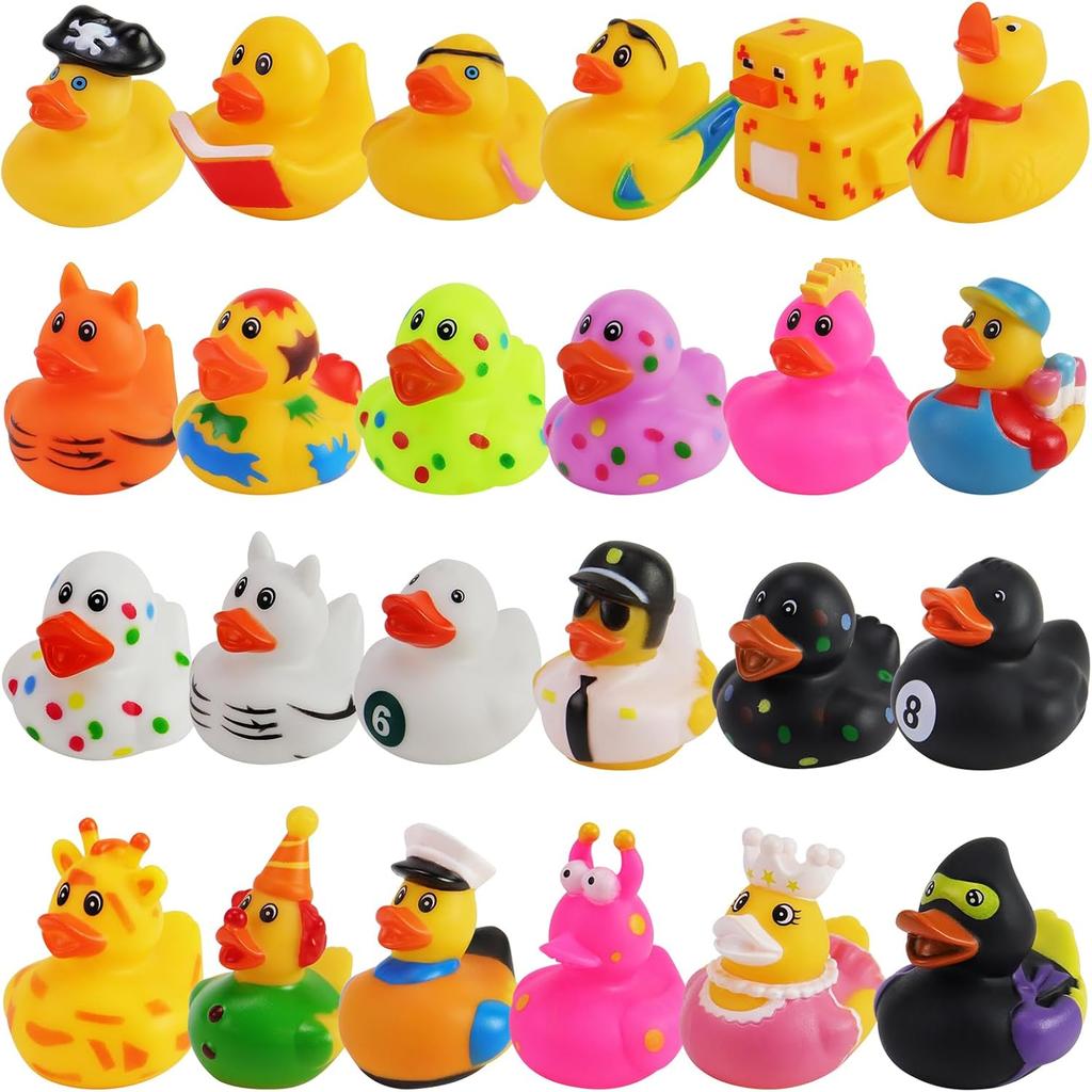 24 Pack Rubber Ducks Novelty, Colorful Bath Ducks, Baby Bath Toy, Party Decoration, Colorful Rubber Ducks for Jeep, Float Duck Bath Toy for Baby Showe