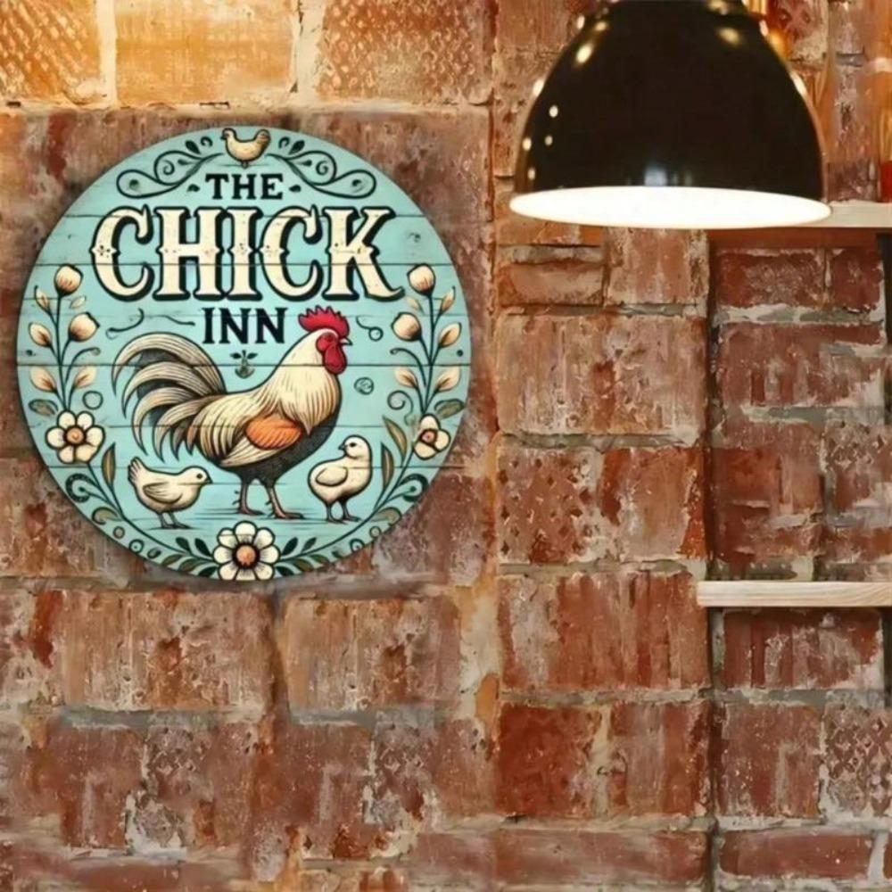 Vintage plechová cedule Kovová nástěnná dekorace Chicken Inn Bar Retro plaketa 7,8x7,8 palce Vodotěsná pro domácí bar kavárnu pánský pokoj dárek