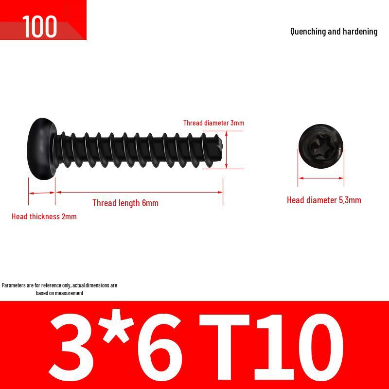 Black Zinc Plated M2 Pan Head Anti-Theft Hex Screws, Flat Tail, Self-Tapping