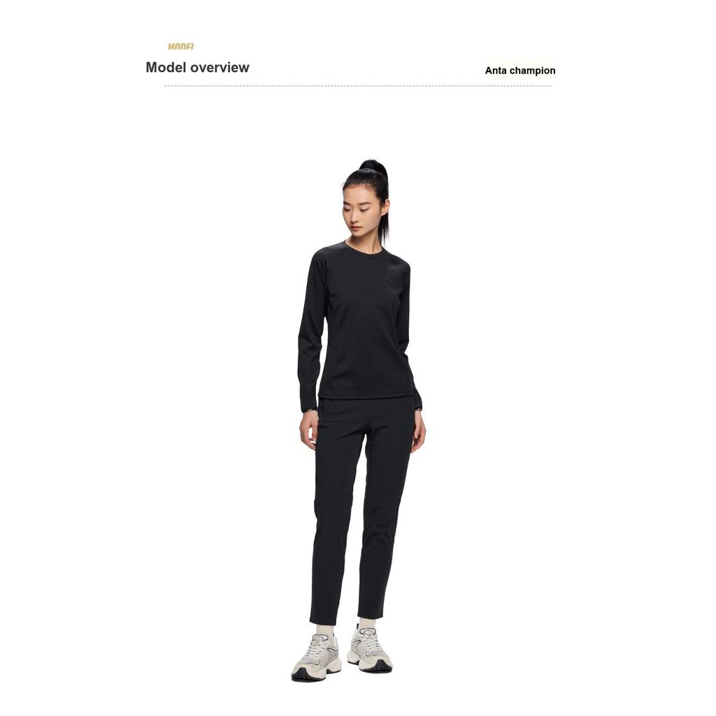Anta Lässige Einfache Einfarbige Gerade Bein Gestrickte Sporthose Damen Unterteile Schwarz 162440502-2