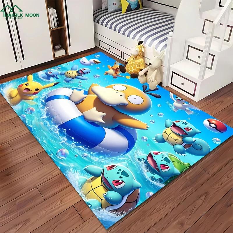 Japanese P0kem0n Theme Psyduck Printed Carpet Rugs for Living Room Bedroom Dining Office Sofa Non-Slip Large Decor Mat Potdemiel