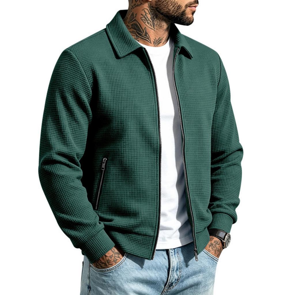 Men's Casual Color Zip-Up Cardigan Jacket for Everyday Wear