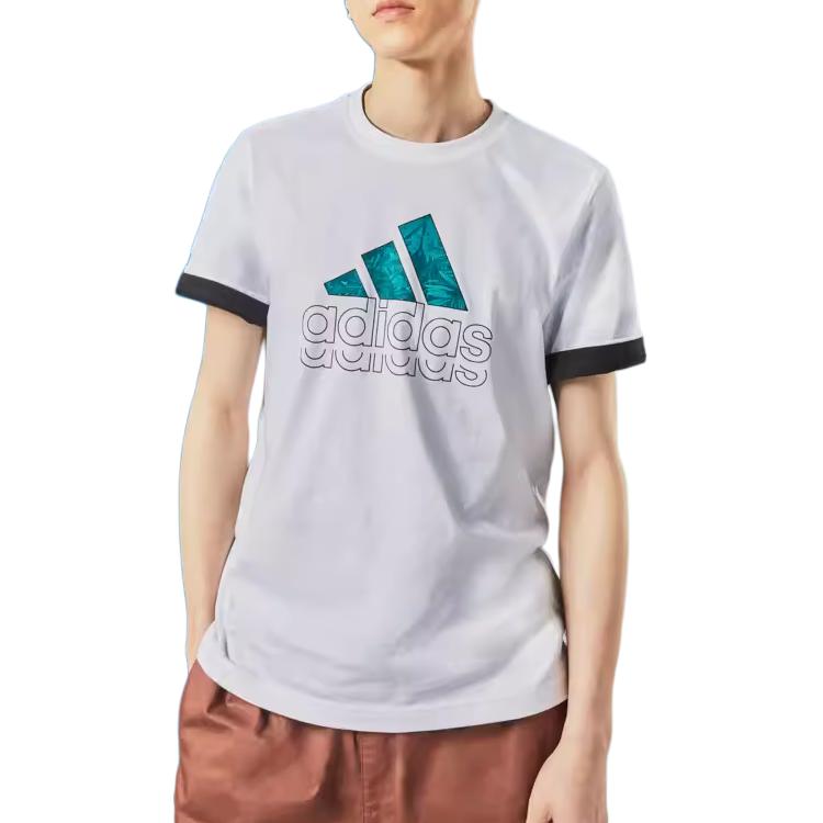 adidas Diseño con estampado de letras Transpirable Versátil Camiseta deportiva de manga corta para hombre Tops Blanco JE3201