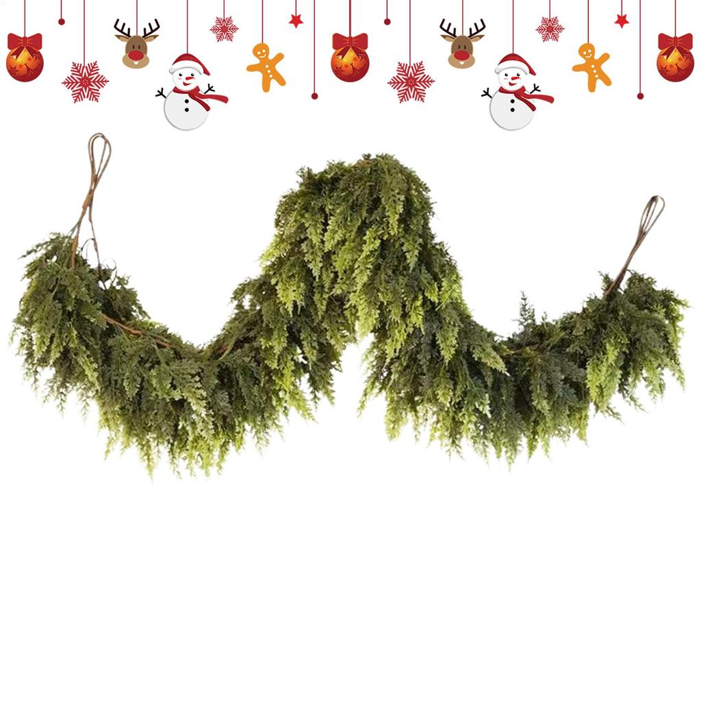 Christmas Garland for Mantle Realistic Green Pine Wreath Faux Garland for Fireplace Tree Mantel Outdoor Porch Indoor Stair Table