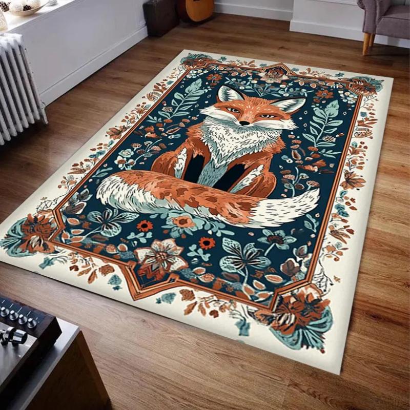 African Tiger Rug  Floral Vintage Carpet Fox Rugs Housewarming  Luxury Gift Doormat for Bedroom Aesthetics Christmas Home Decor
