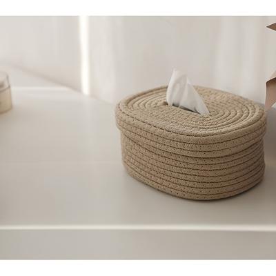 1 adet El Dokuması Kumaş Mendil Kutusu Tutucu-Şık, Hafif, Yıkanabilir, Evde Yüz Havluları, Peçeteler için Çok Fonksiyonlu Saklama