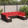 Garden Sofa Set 9 Pieces 8 Seater Brown and Red Poly Rattan
