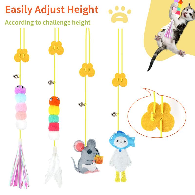 Premium Pet Kitten Toy Cat Toys Swing Sticky Disc Elastic Hanging Entry Doors Teasing Cat Rope Long Rope Teasing Cat Cat Toy Cat Accessories