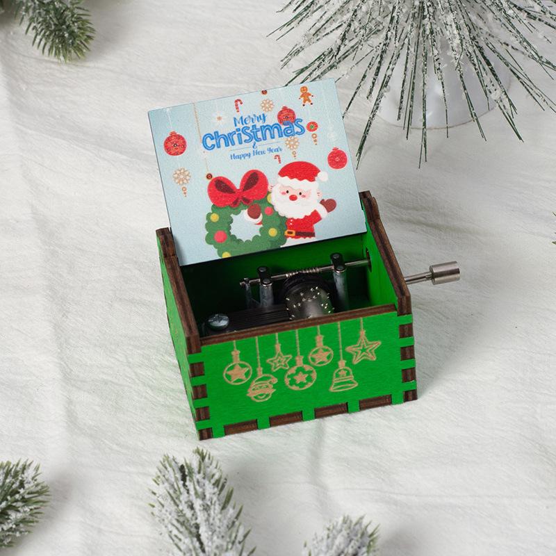 Wooden Hand-Cranked Christmas Music Box Ornament