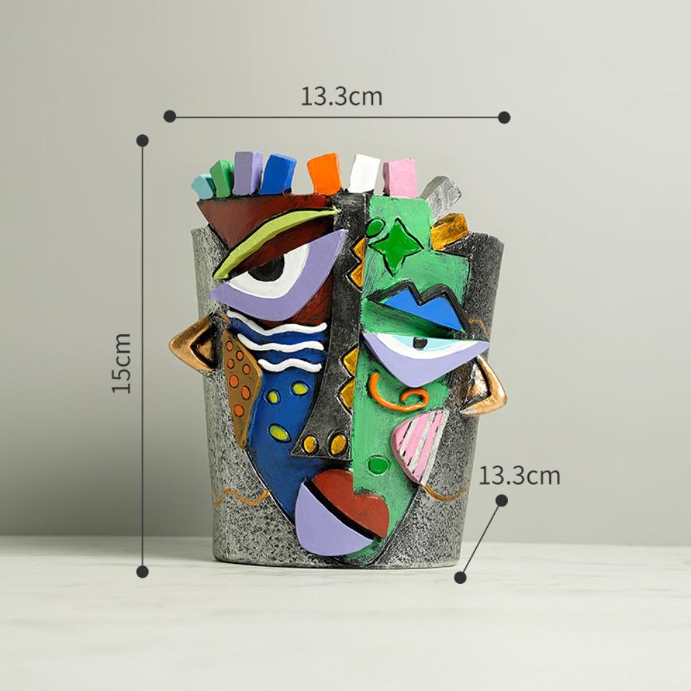 

Abstract Face Flower Pot Unique Head Vase Picasso Style Planter Container with Drainage Hole for Home Garden Decoration Gifts