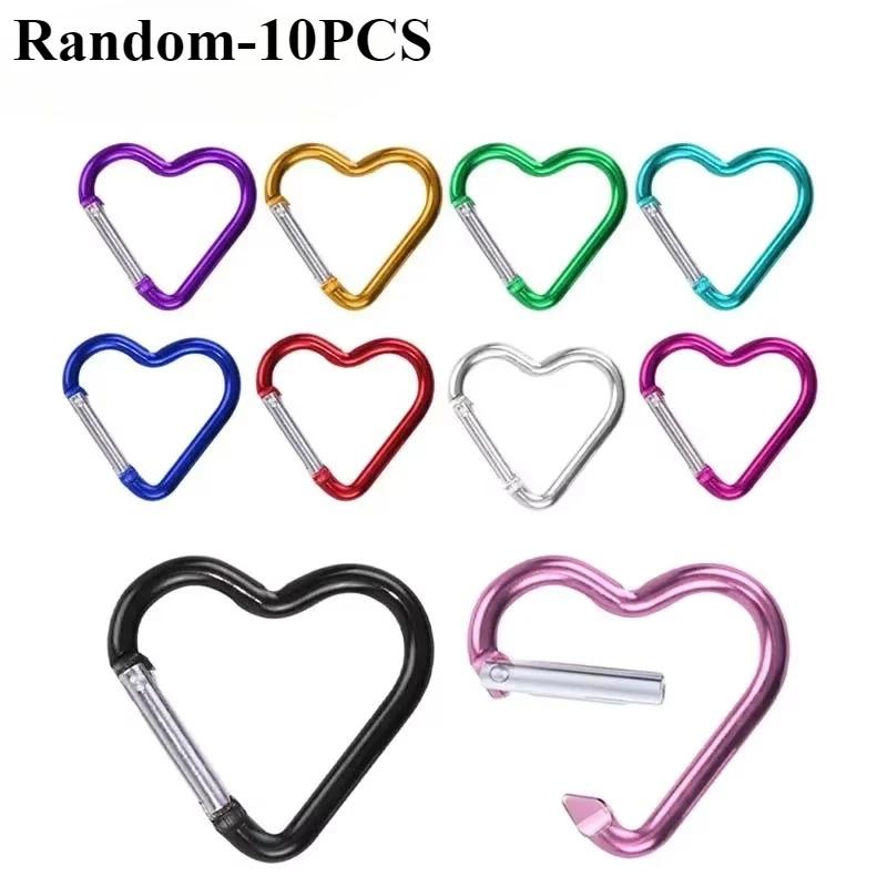 

10PCS Heart Shaped Carabiner Aluminum Alloy Clip for Backpack Water Bottle Keychain Outdoor Hiking Climbing Accessories