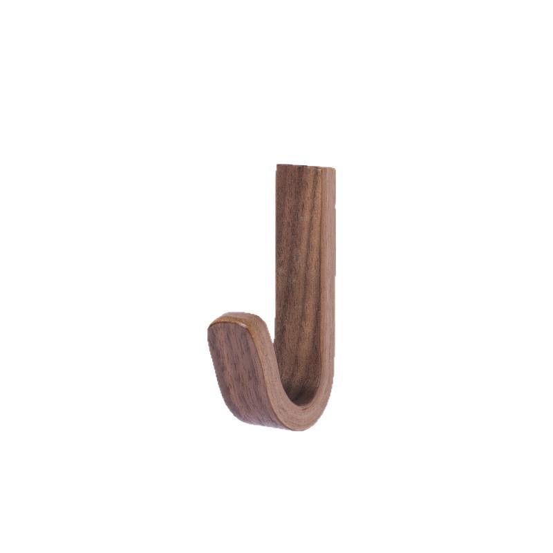 Simple Black Walnut Wood Adhesive Coat & Hat Hook with No-Drill Installation - Personalized Bathroom Style