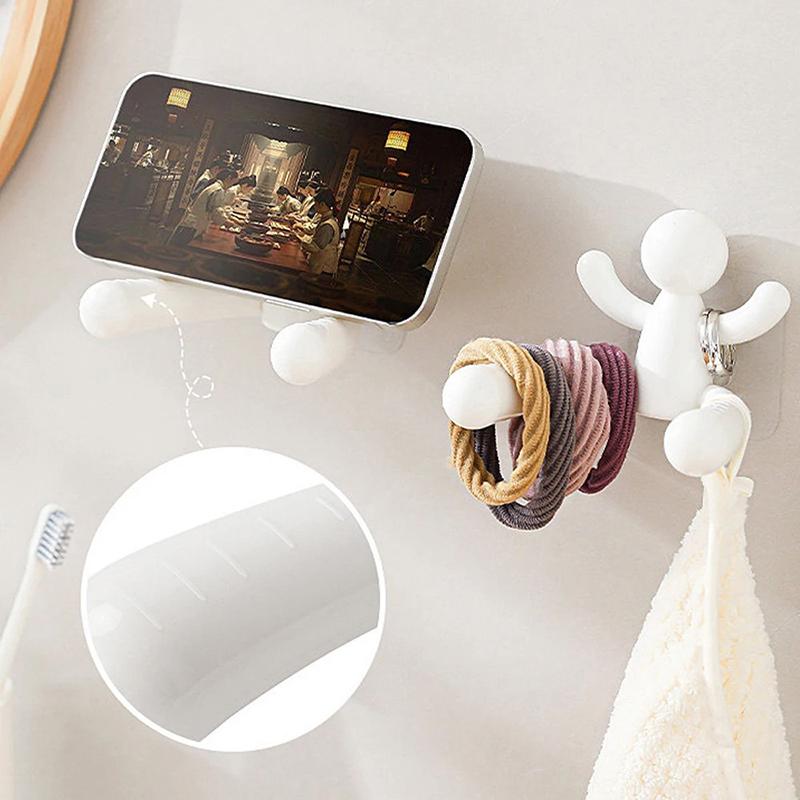 Creative Wall Shelf Organizer Portable Space Saving Key Storage Rack Cartoon Hair Accessories Hooks Bedroom