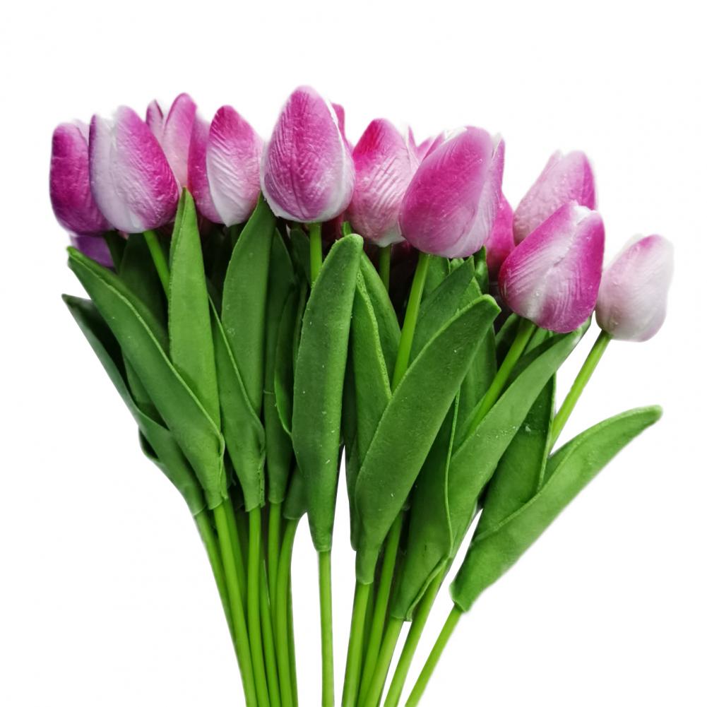 10Pcs/Set New Silicone Tulip Artificial Flower Real Touch Fake Flower Bouquet For Wedding Decoration Flowers Home Garen Decor