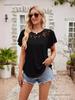 European and American Women's Solid Color Mesh Ruffle Short Sleeve T-shirt