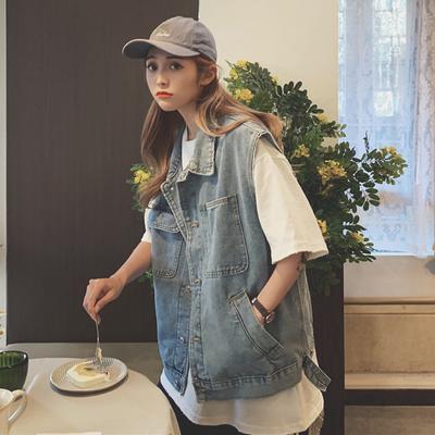 Autumn Korean Style Fashion Denim Vest All-match Jacket Women's Loose Outer Wear Vest Vest