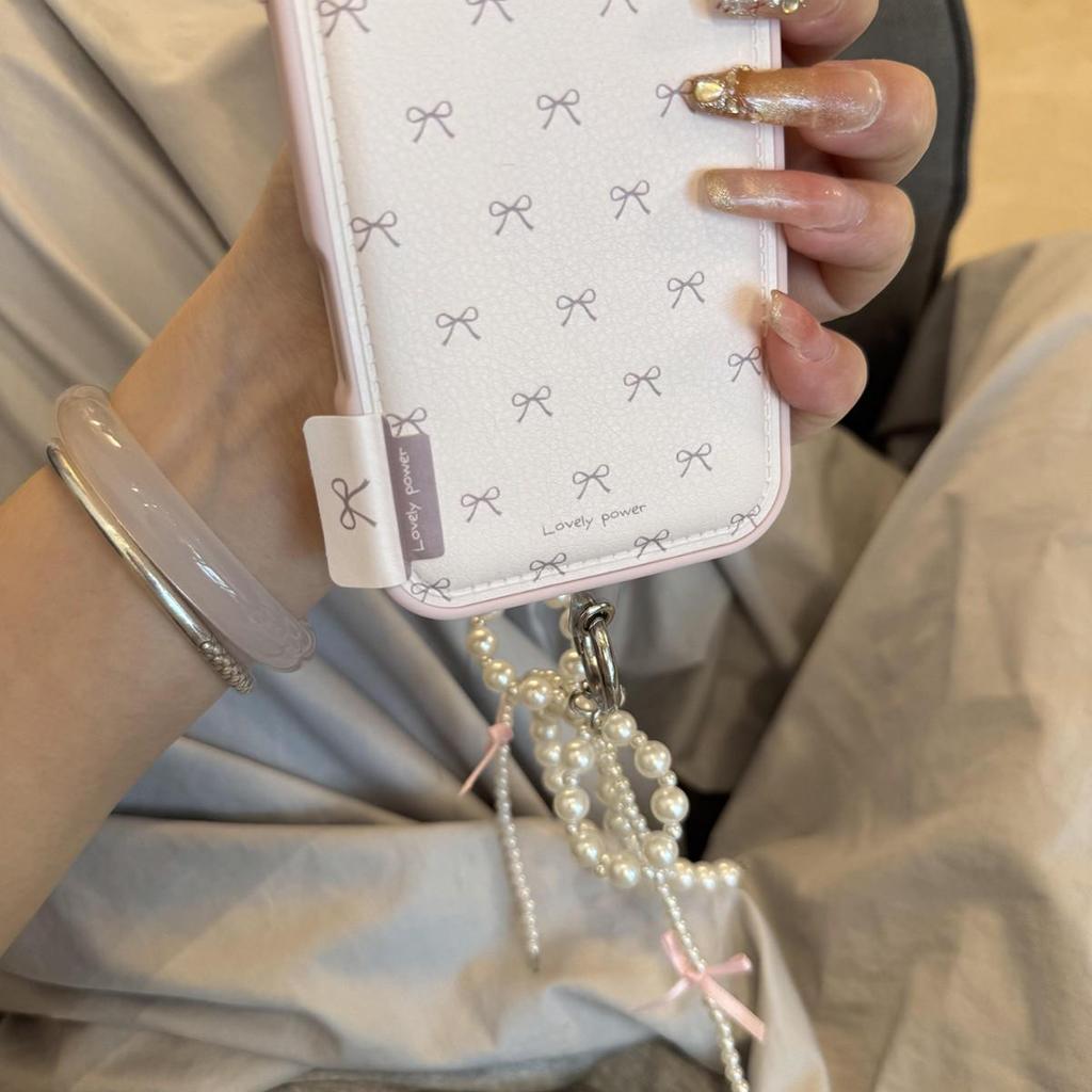 Puff Bow Pearl Protective Case for Apple 17 Pro/Pro Max, Girly Drop-Proof Cover for 16/15