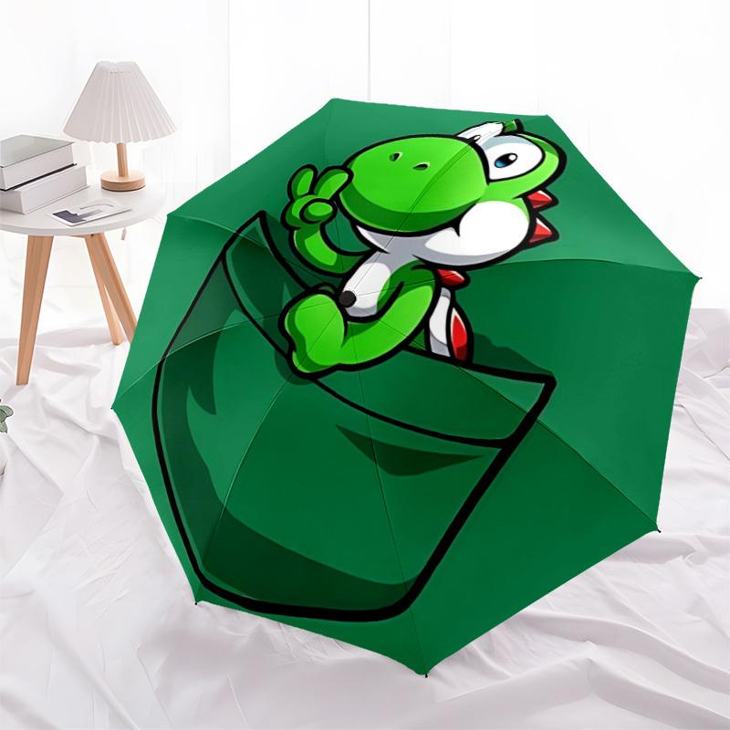 1 pz Ombrello Pieghevole Portatile Carino Mario Tasca Yoshi Apertura/Chiusura Automatica con Struttura a 8 Stecche per Donna/Uomo, Uso Stagione Unica a0901063