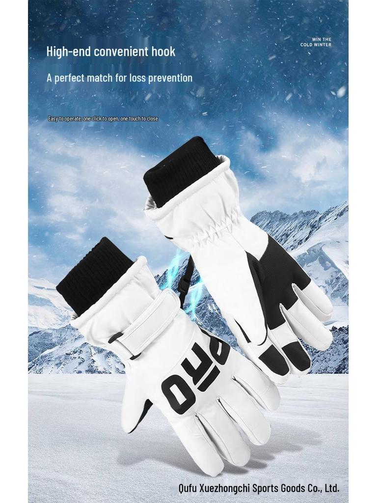 Unisex Fleece-Lined Waterproof Touchscreen Ski Gloves
