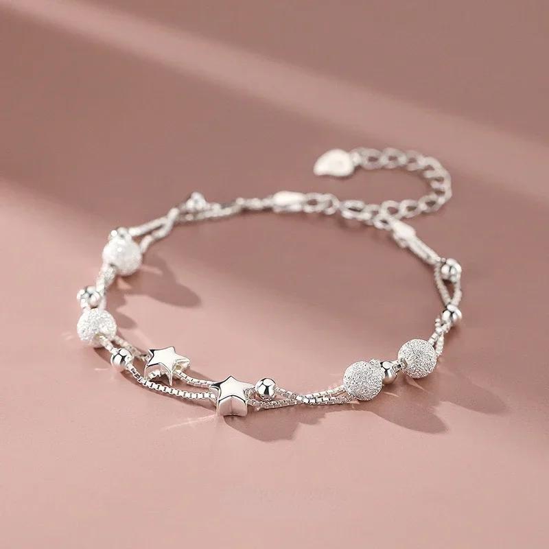 925 Silver Beautiful Stars Bracelets For Women Fashion Designer Adjustable Bead Bracelet Luxury Jewelry