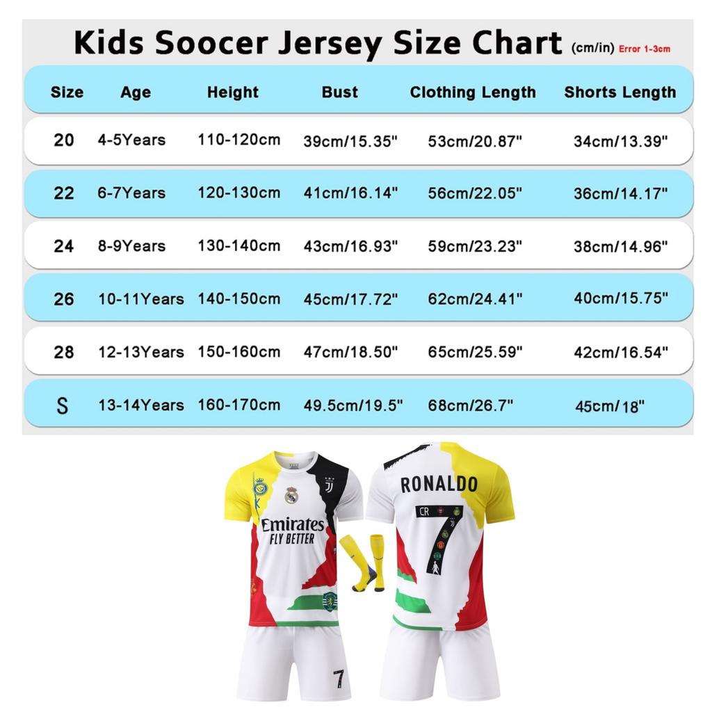 Real Madrid Ronaldo Kids Soccer Jersey, Breathable Quick-Dry Training Top YSHT