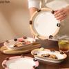 Relief Biscuit Dessert Plate Dim Sum Dish Ceramic Hand-painted Underglaze Color Bread Dish Salad Fruit Dish Ceramic Dining Plate