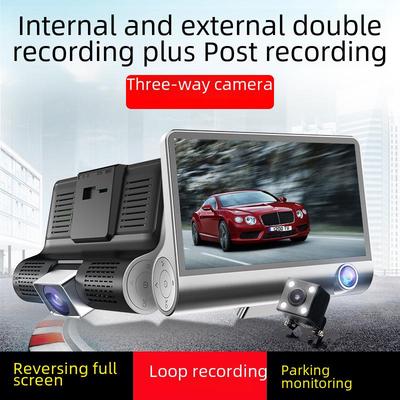 4" Car Dash Cam: Front/Rear Triple Recording, Reverse Image, Parking Monitor, Loop Recording, HD 12MP.