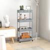 Kitchen Cart with 4 Shelves, 4 Flexible Hooks, 4 Wheels, 40 Cm X 19 Cm X 90 Cm, Narrow Gap Cart, Grey