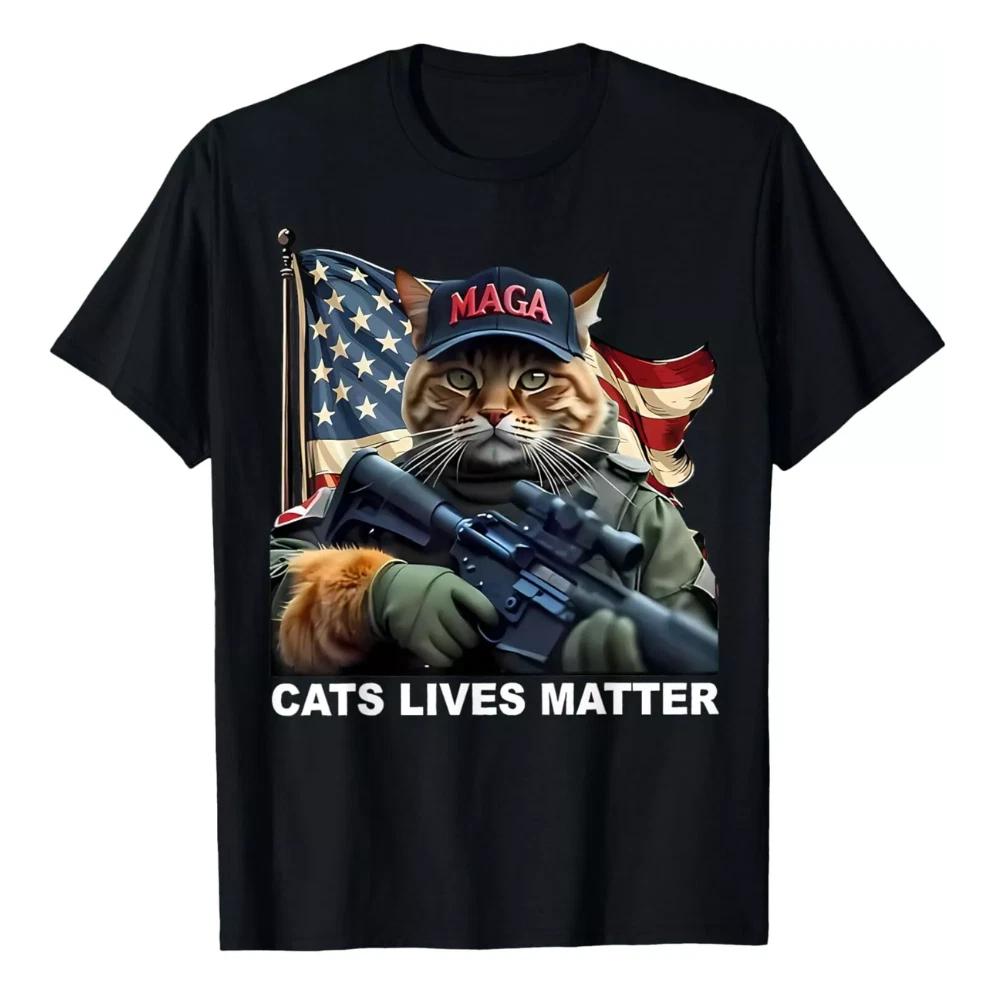 MENS WOMENS Cats Lives Matter Funny Trump 2024 Cat MAGA T-Shirt L