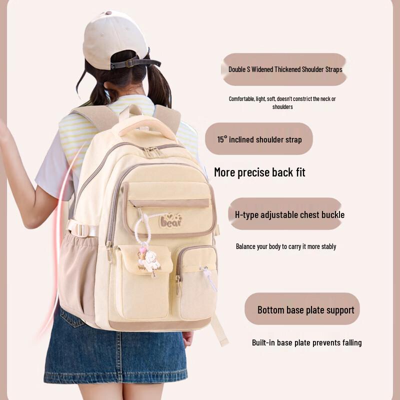 Anyshine Girls' Lightweight Spine Protection School Backpack