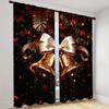 2 Pieces Christmas Deer Bell Pine Branch Patterns Curtains Rod Pocket Mount Digital Printed Polyester for Living Room Kitchen