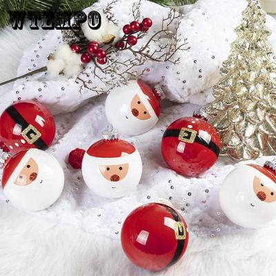 12Pcs 6Cm Big Christmas Ball Ornaments Stripe Plastic Christmas Tree Ball Ornaments Home Party Decoration New Year Gift
