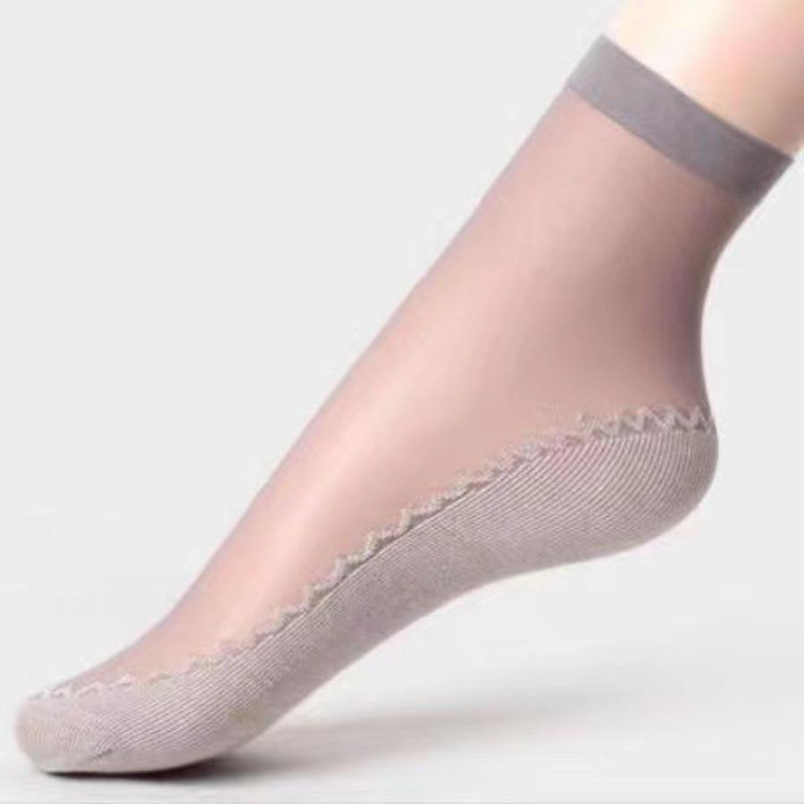 10 Pairs Short Socks Women Ultrathin Elastic Lace Transparent Sock Woman Summer Breathable Non-Slip Bottom Splice Cotton Sock