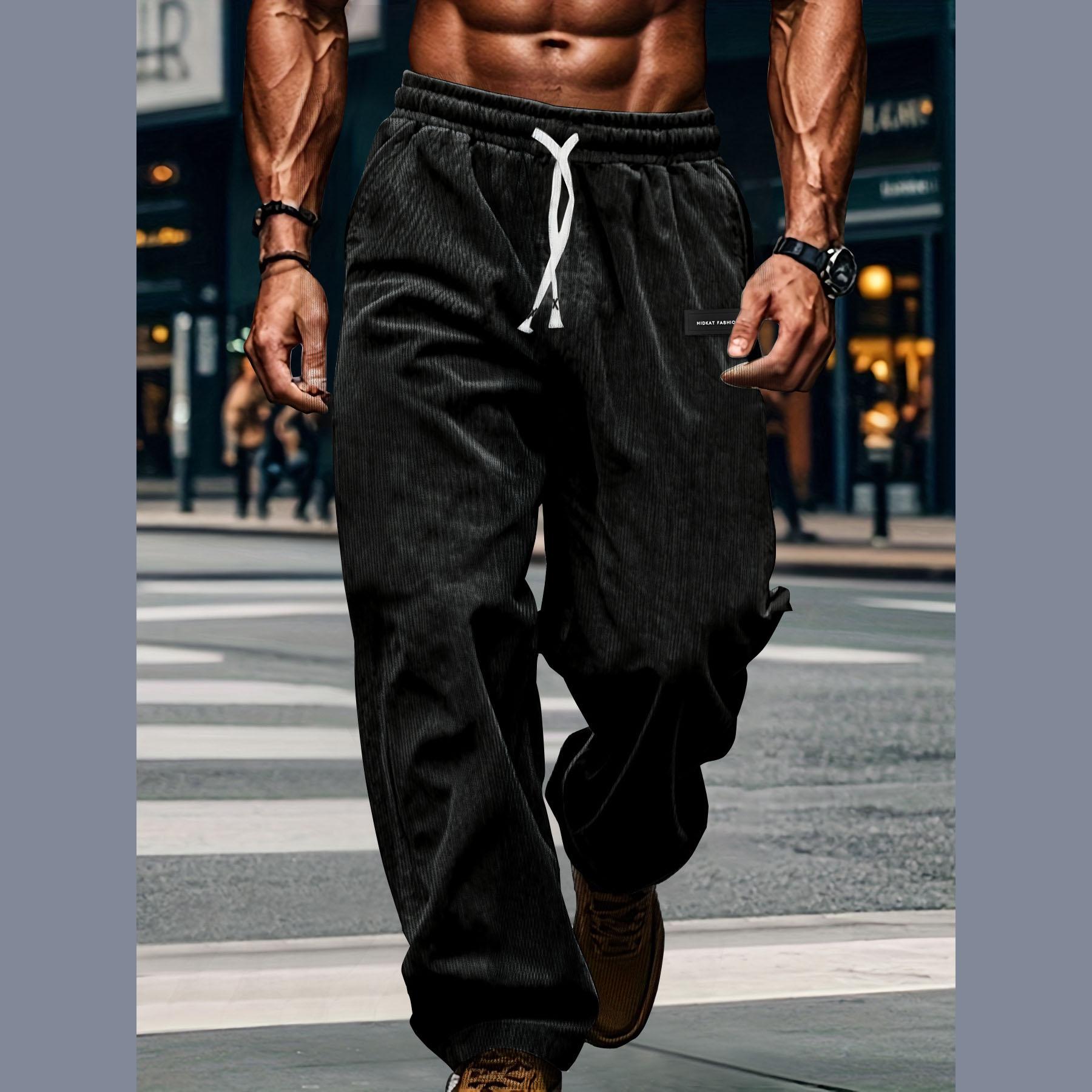 

Высококачественные полосатые вельветовые мужские повседневные брюки Осень Зима Свободные модные брюки карго Прямые брюки для фитнеса и спорта Хип-хоп брюки XXXL