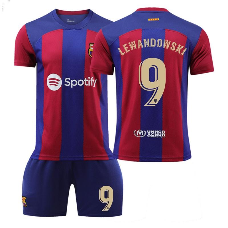 Barcelona Home Jersey Messi 10 Lewandowski 9 Gavi 30 Pedri 8 Suitable For Children Various Sizes Available