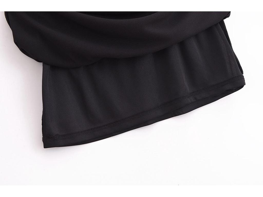 2024 Winter Women's European & American Style Off-the-Shoulder Ruched Sleeveless Dress