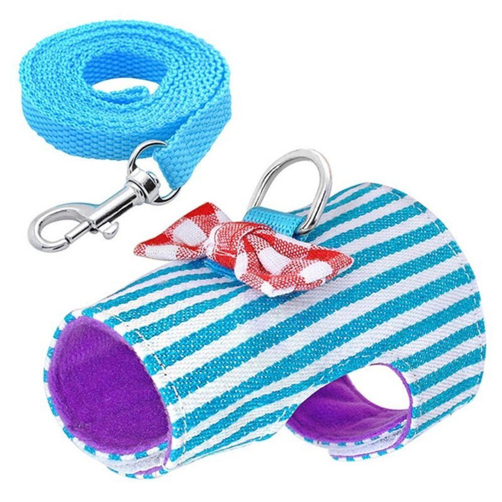 Breathable Small Pet Harness and Leash Set Adjustable Bowknot Hamster Collar Vest Easy To Wear Comfortable
