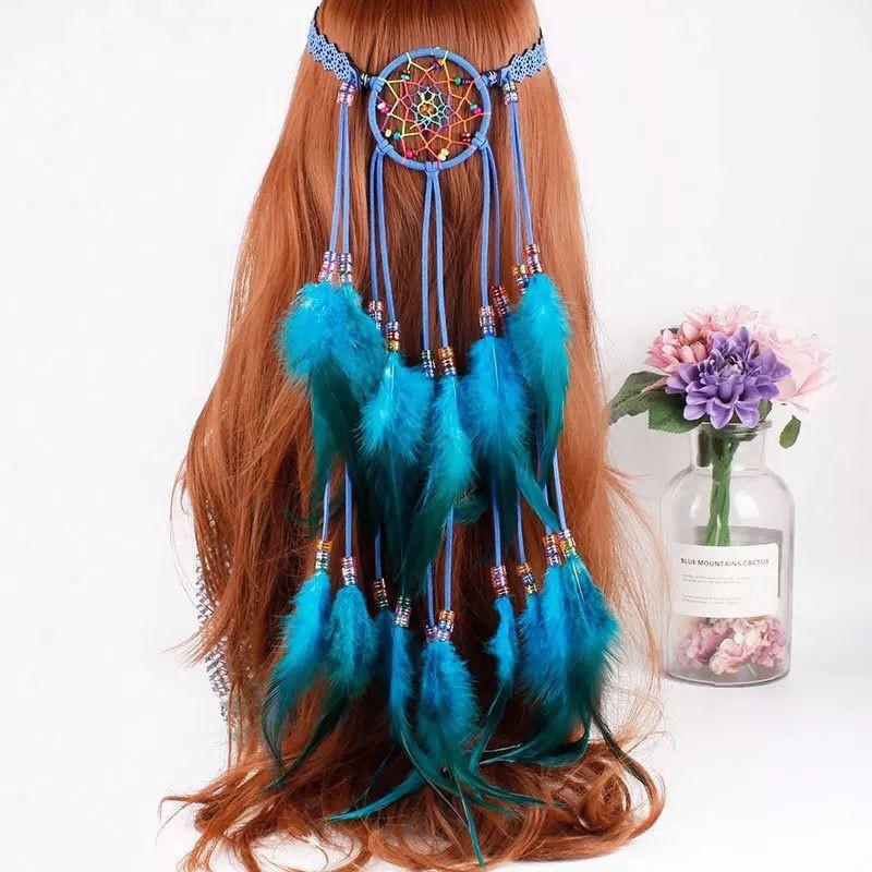 Halloween costume Indian headdress, Bohemian feather headband, ethnic style headwear accessories