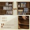 CD/DVD Storage Unit, 16 Compartments, 12 Adjustable Shelves, 720 CDs/396 DVDs, Walnut