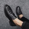 WAERTA Men Comfortable Formal Dress Oxford Shoes for Men Gunine Leather Men Moccasins Lace Up Rubber Shoes Black Shallow Solid