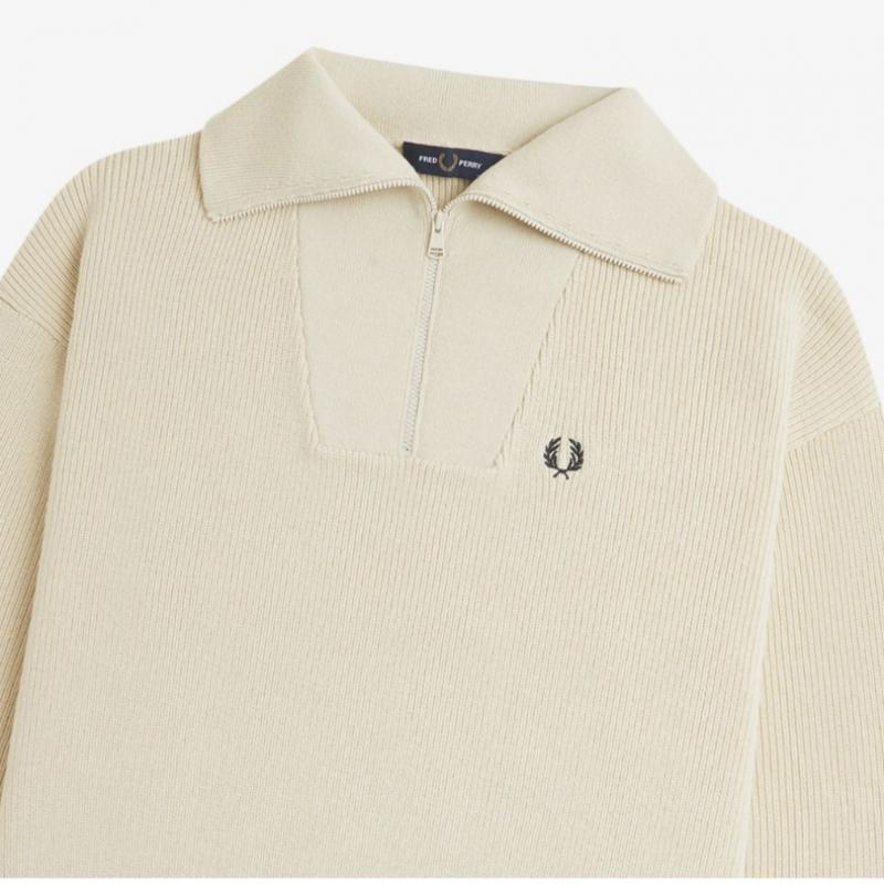 Fred Perry [womens] Half Zip Knit   Oatmeal Afpf2438134 691