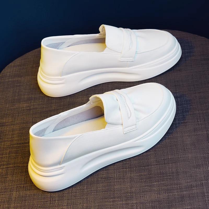 

Все туфли из коровьей кожи, маленькие белые, женские, на толстой подошве, кожаные, с внутренней высотой, летние, дышащие, тонкие, на одной педали, студенческие 34