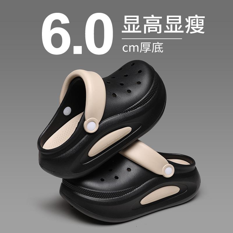 Ins trendige Lochschuhe 2025 Sommer neu Oberbekleidung rutschfest, desodorierend, atmungsaktiv und erhöhte dicksohlige Taschenkopf-Slipper