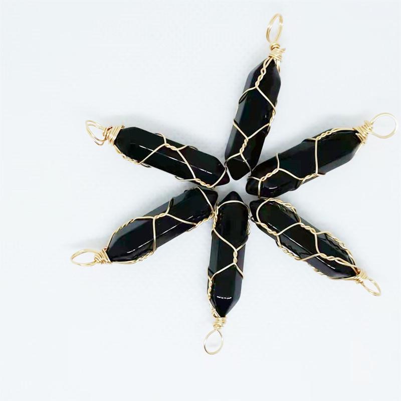 Hexagonal Double-Ended Crystal Pendant DIY Jewelry Accessory